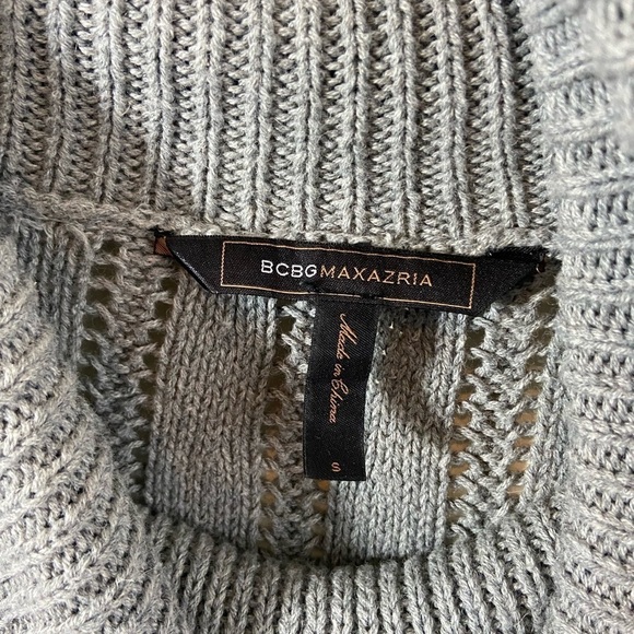 BCBGMaxazria Merino Wool Blend Cowlneck Open Knit Sweater Grey Womens Sz S - Picture 9 of 11
